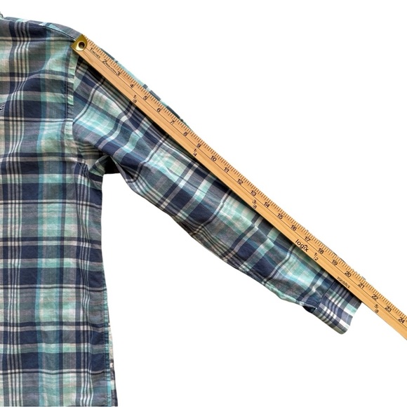 Vineyard Vines Whale Shirt Boys Large 16-18 Blue Plaid Long Sleeve Button Up - Picture 8 of 8